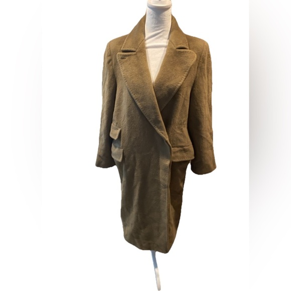 Authentic Max Mara Italy Virgin Wool Cashmere Coat Camel Tan Khaki Trench 8 - Picture 1 of 14